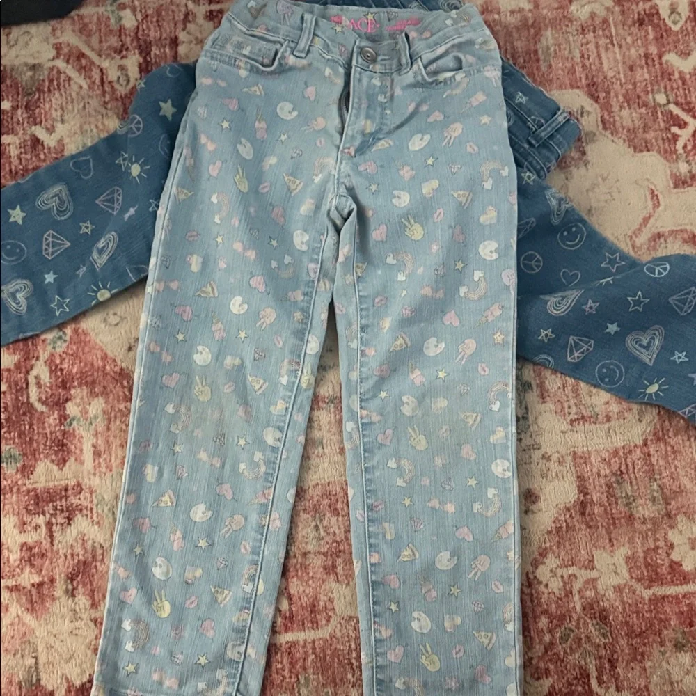 The Children's Place Printed Kid's Denim Jeans - Light Blue & Dark Blue
